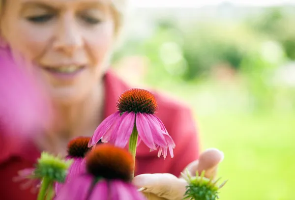 mature woman in garden