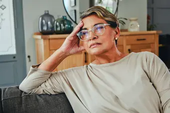 photo of anxious mature woman