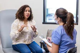 photo of patient asking questions