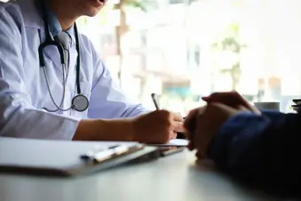 photo of doctor patient close up