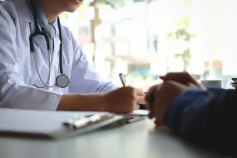 photo of doctor patient close up