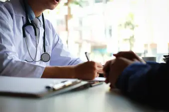 photo of doctor patient close up