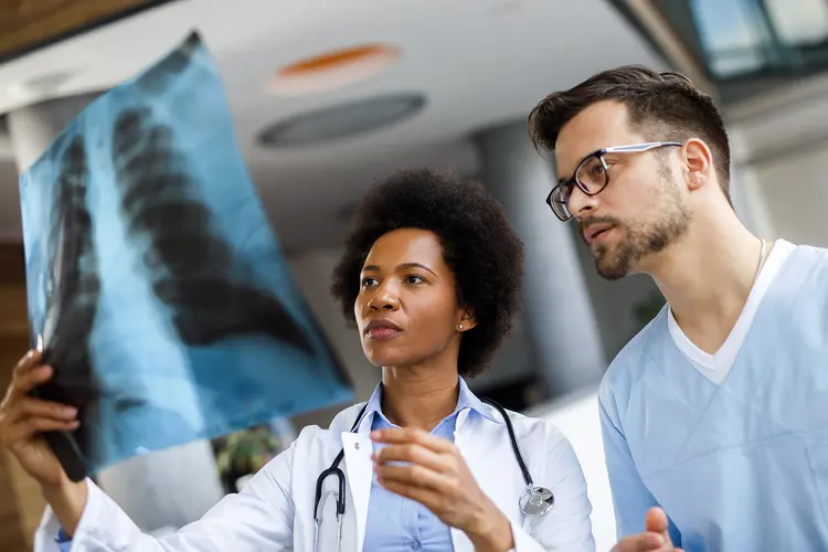 photo of reviewing chest x ray