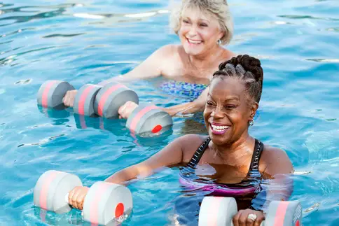 photo of senior women doing water aerobics