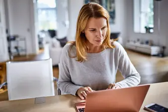 woman using laptop