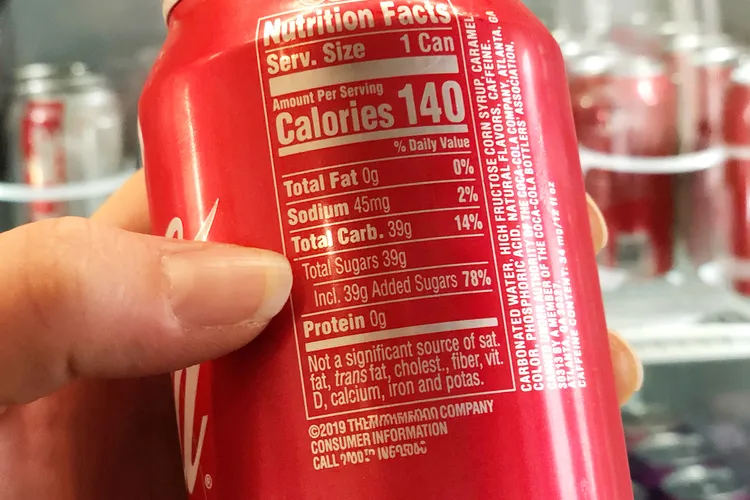 photo of nutrition facts on soda can