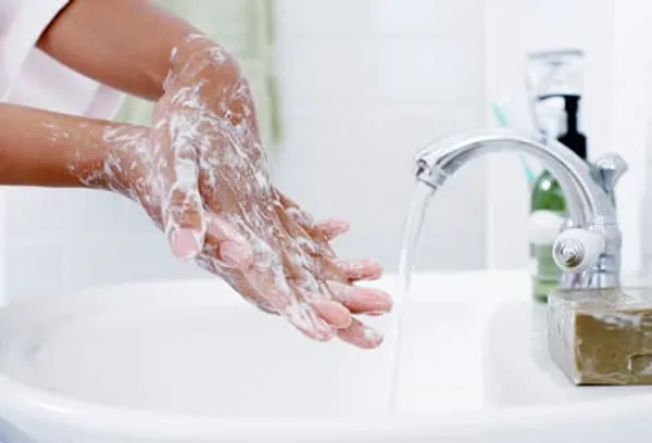 Person washing hands