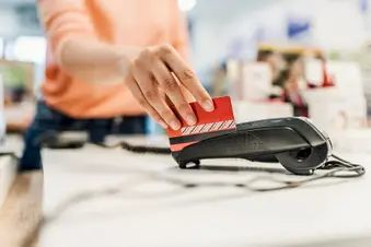 photo of swiping credit card