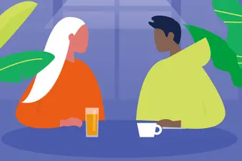 illustration of two adult women talking