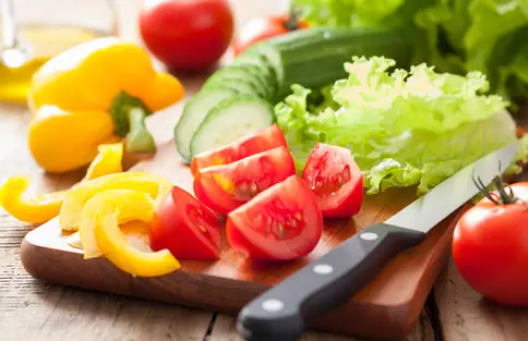 photo of cutting board with veggies