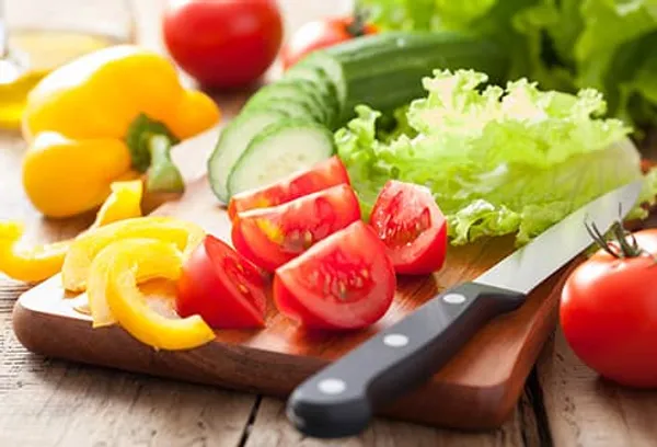 fresh vegetables on cutting board