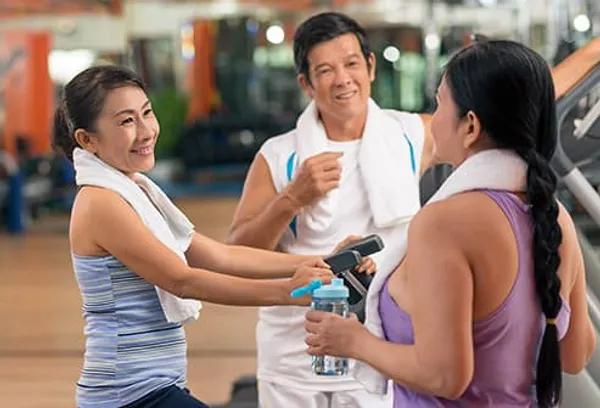 mature adults in gym