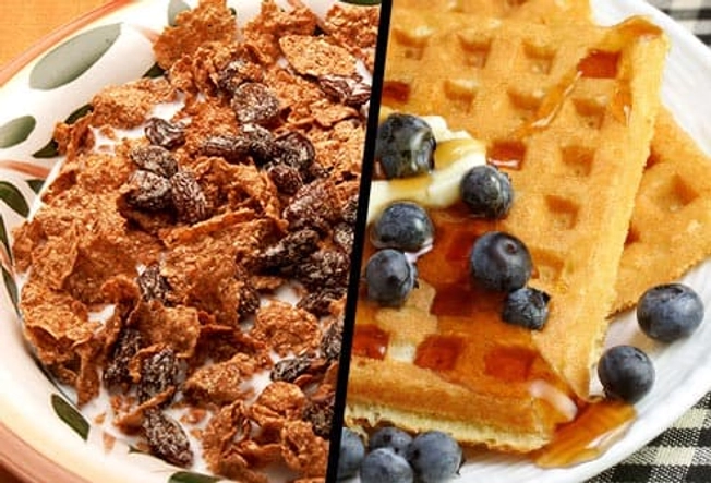 Raisin Bran or Blueberry Waffle?