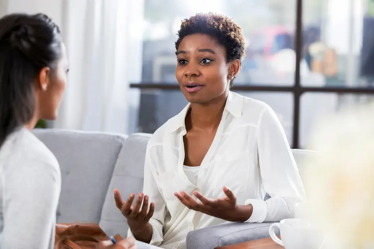 photo of woman in talk therapy session