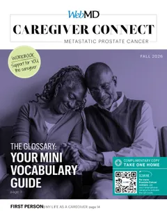 Metastatic Prostate Cancer cover featuring an older Black couple smiling and sitting close together, with text about a glossa