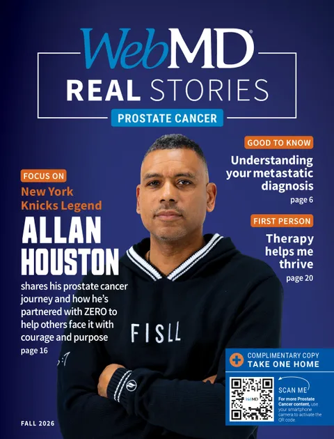 Prostate Cancer cover featuring Allan Houston, a portrait of the former New York Knicks player with headlines about metastati