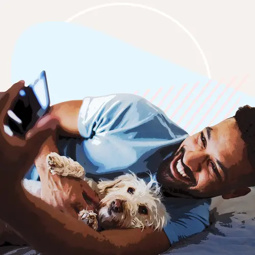 photo of man with dog